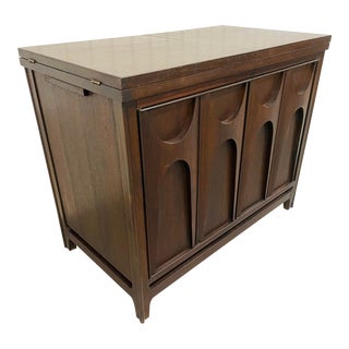 Mid-Century Modern Brasilia Style Walnut Bar Cabinet For Sale