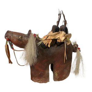 1990s Signed Farrell Cockrum Native American Horse Sculpture | Blackfeet Mixed Media Clay Artwork