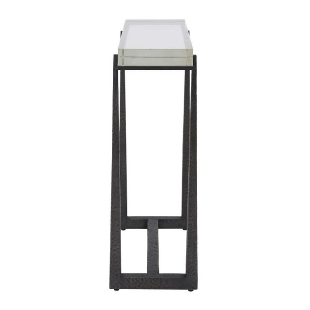 Contemporary Thick Glass Top Table on Steel Frame For Sale - Image 3 of 8