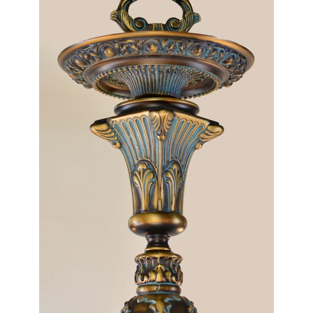 Early 21st Century Large Spanish Alabaster Globe Chandelier 10-Light Solid Bronze 40" W For Sale - Image 5 of 10
