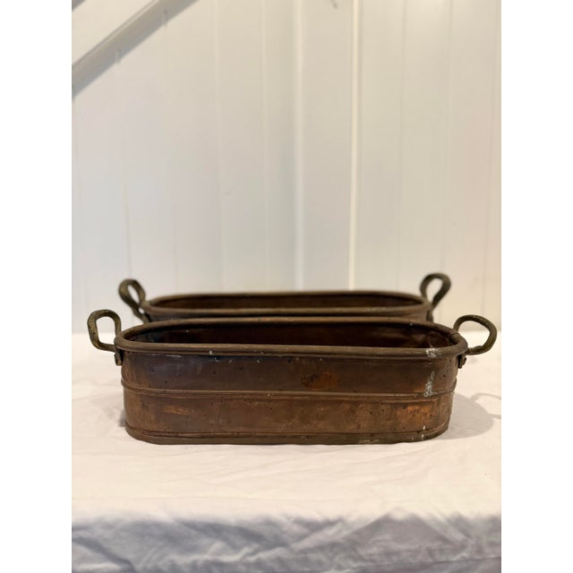 Vintage Copper Planter Troughs / Jardinieres, A Pair For Sale - Image 4 of 12