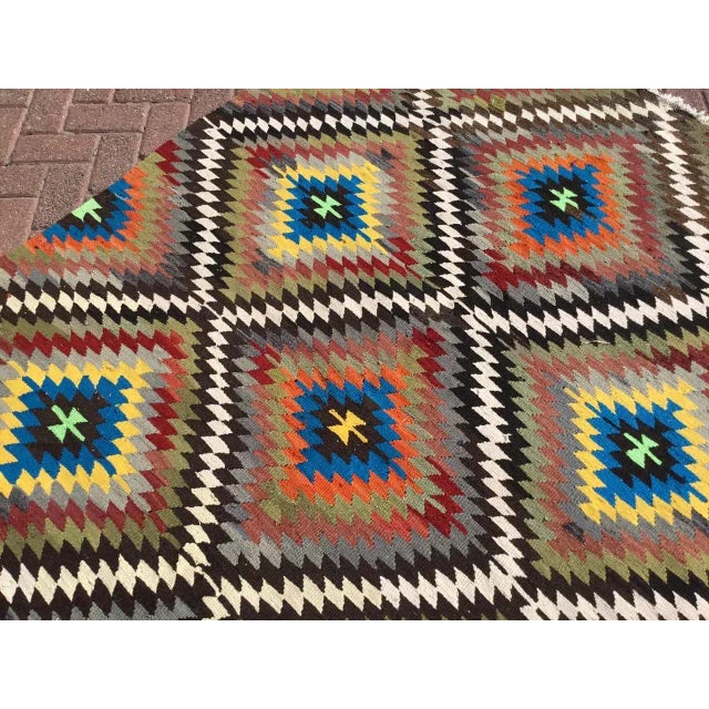 1960s Vintage Diamond Design Kilim Rug - 66" X 93" For Sale - Image 5 of 10