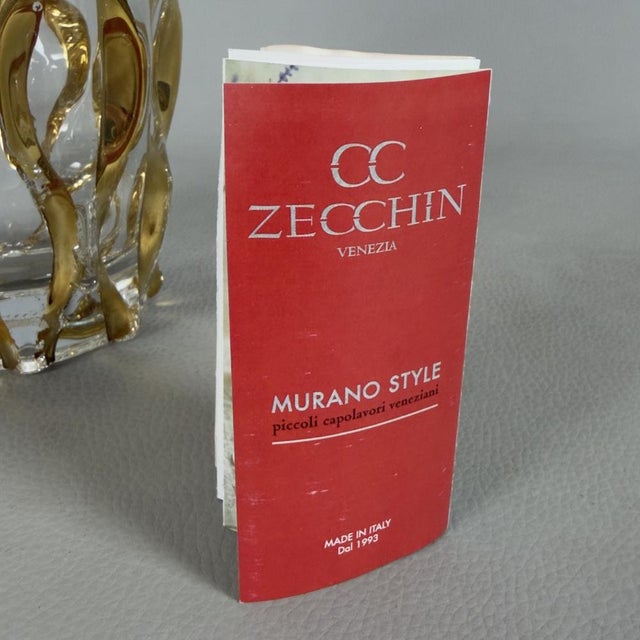 Modern Murano Style Clear and Golden Glass Vase from CC Zecchin For Sale - Image 9 of 13