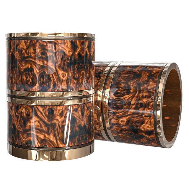 "Melagrana" Ice Bucket With Special Burl Walnut and Bronze Bizimyer Furniture. Unmatched. Unrivalled. Designed by Hasan...