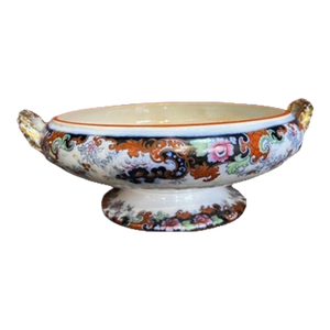 Antique Ridgway Imari Corey Hill Footed Tureen Round Bowl Staffordshire England
