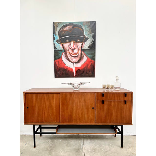 Modernist Teak Sideboard with Metal Base by Alain Richard for Caminelle, 1960s For Sale - Image 13 of 18