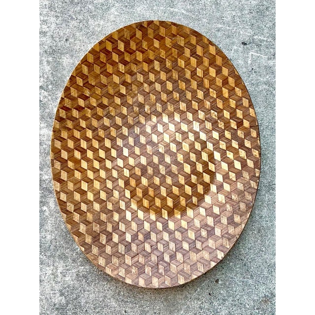 Vintage Geometric Wood Inlay Tray For Sale - Image 4 of 16