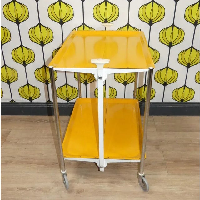 Bar Cart Table in Yellow, 1960 For Sale - Image 9 of 12