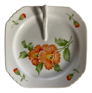 Vintage Handpainted Made in Occupied Japan Floral Candy Dish With Handle