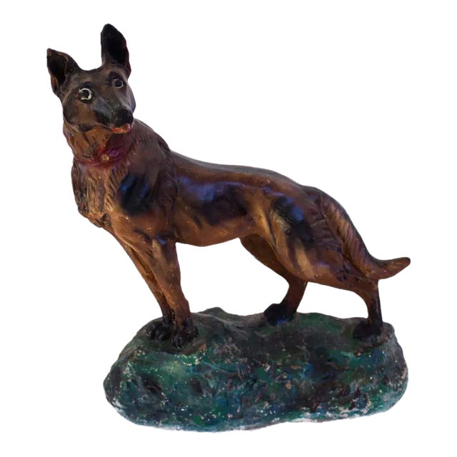 Vintage Chalkware German Shepherd Dog Figure For Sale