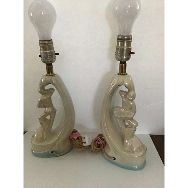 Mid 20th Century Ballerina Ceramic Boudoir Lamp - a Pair For Sale - Image 10 of 12
