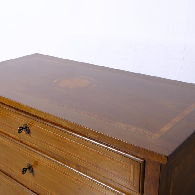 Wood Antique Louis XVI Style Inlaid Chest of Drawers, Italy, 20th Century For Sale - Image 7 of 16