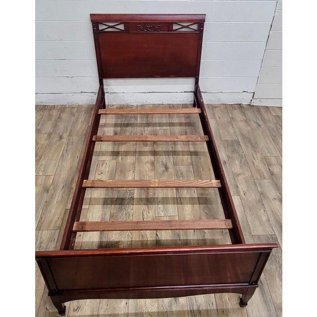 Vintage Twin Size Cherry Sleigh Bed For Sale - Image 4 of 8