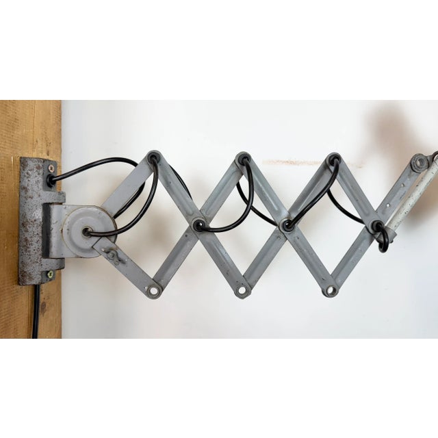 Industrial Grey Scissor Wall Lamp, 1960s For Sale - Image 15 of 18