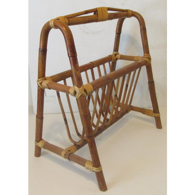 Mid-Century Modern 1950s Mid-Century Modern Bamboo A-Frame Magazine Rack For Sale - Image 3 of 12