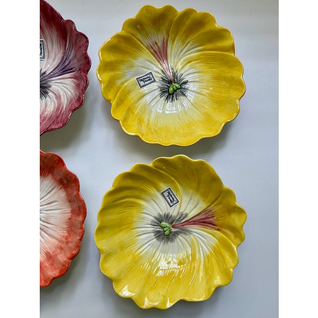 1980s Set of 6 Fitz & Floyd Pansy Porcelain Bowls For Sale - Image 11 of 18