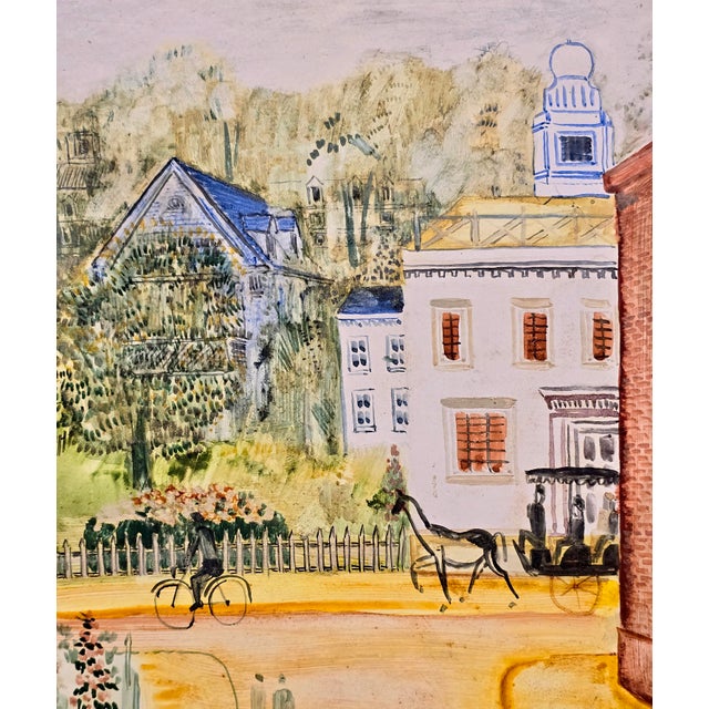 Johannes Schiefer -1950s Naive Street Scene at Spring -Oil Painting For Sale In Los Angeles - Image 6 of 13
