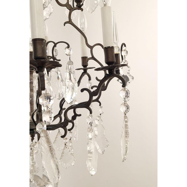 Metal French Vintage Louis XV–Style Bronze and Crystal Chandelier For Sale - Image 7 of 10