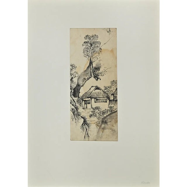 Nishimura Nantei, Village, Ink Drawing, Early 19th Century For Sale
