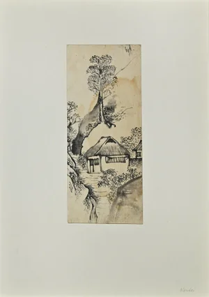 Nishimura Nantei, Village, Ink Drawing, Early 19th Century