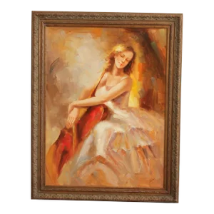 Impressionist Portrait Women with Cello Painting