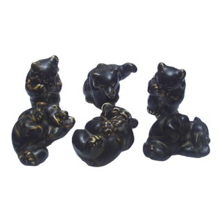 VTG Collectible Set - Royal Copenhagen Set of 6 Bear Cub Figurines by Knud Kyhn For Sale