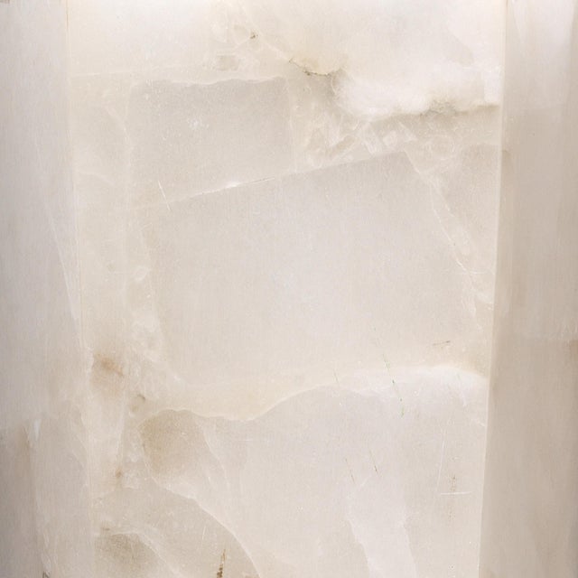 Jamie Young Borealis Tall Hexagon Wall Sconce in White Alabaster For Sale - Image 4 of 6