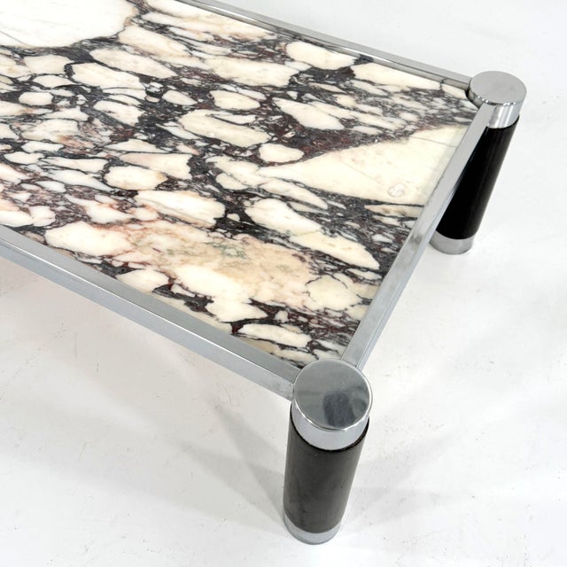 Postmodern Coffee Table with Calacatta Violetta Marble, 1980s For Sale - Image 3 of 10