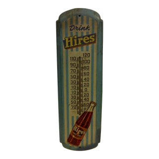 Vintage Metal Advertising Thermometer "Hires Root Beer" For Sale