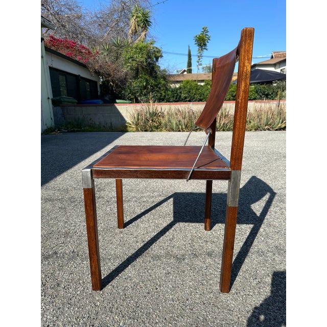 Wood Zele Marcus and Alexis Style Leather Chair For Sale - Image 7 of 11