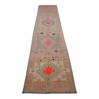 1970s Vintage Hand Knotted Runner Rug - 2′6″ × 10′8″ For Sale
