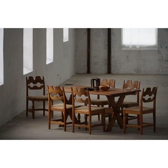 1950s Mid-20th Century Oak Dining Table with Cross-Base, 1950s For Sale - Image 5 of 15