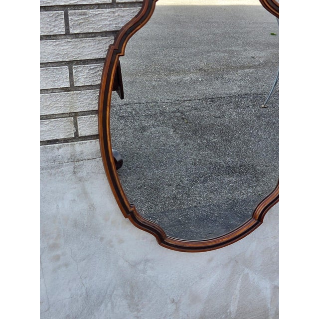 1930 Oval Walnut Hand Painted American Mirror. For Sale - Image 4 of 18
