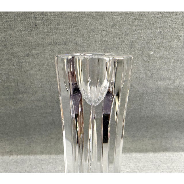 1980s Miller Rogaska Triangle Candlestick Pair For Sale - Image 5 of 7