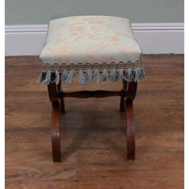 2000 - 2009 Regency Style X Frame Stool in Mahogany For Sale - Image 5 of 7