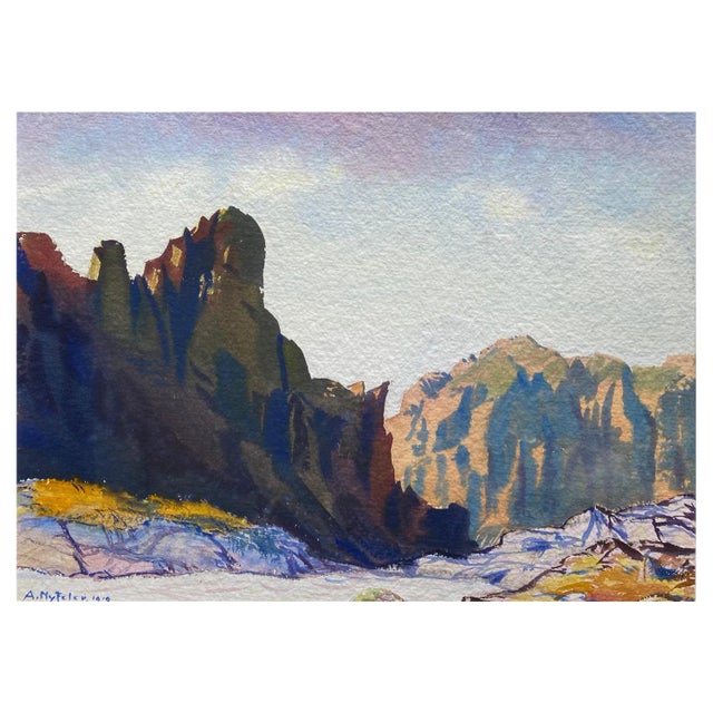 Albert Nyfeler, On the Lötschpass, Watercolor on Paper, 1919 For Sale