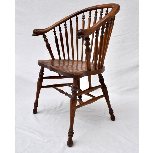19th C. Windsor Style Accent Chair With Dolphin Head Arms For Sale In Philadelphia - Image 6 of 13