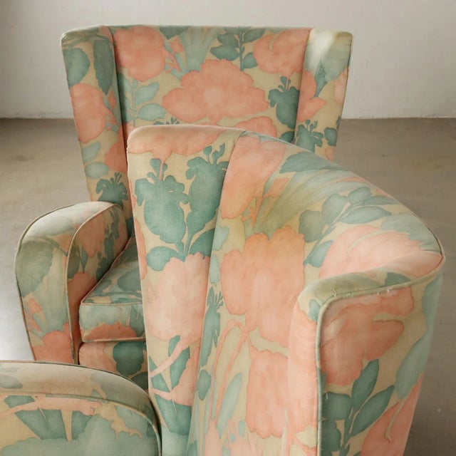 Set of Vintage Bergère Armchairs in Fabric, Italy, 1950s For Sale - Image 3 of 11