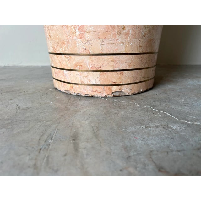 Overscale Maitland Smith - Style Tessellated Stone and Brass Inlaid Floor Vase/ Sold For Sale - Image 12 of 13