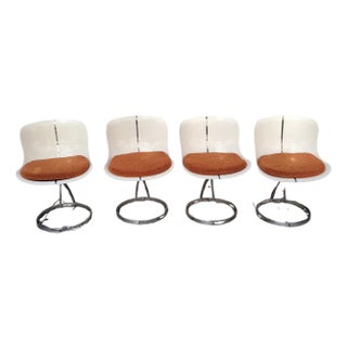 Space Age Style Goldfinger Chairs in Fiberglass and Chrome Steel after Michel Cadestin, France, 1990s, Set of 4 For Sale
