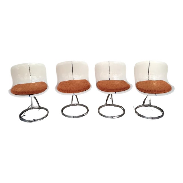 Space Age Style Goldfinger Chairs in Fiberglass and Chrome Steel after Michel Cadestin, France, 1990s, Set of 4 For Sale