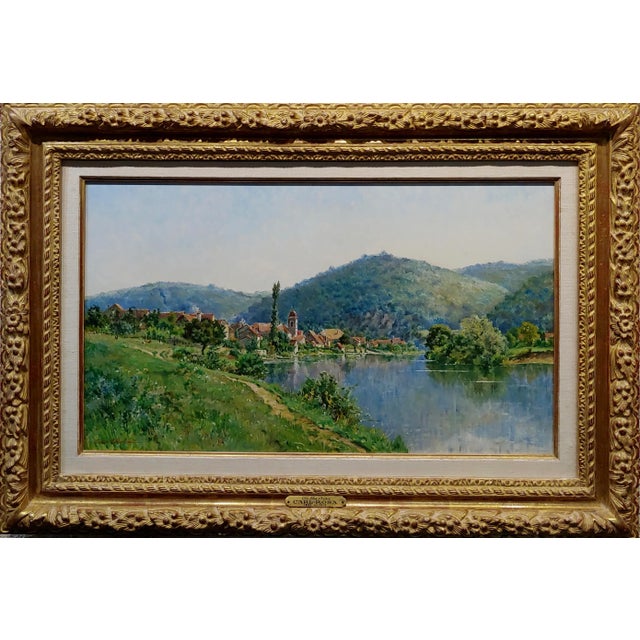 Mario Carl-Rosa-19th century Picturesque French Town by the River-Oil painting french impressionist oil painting on wood...