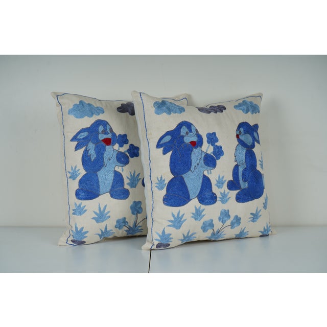 Mid-Century Modern Uzbek Suzani Pillow Cover - A Pair For Sale - Image 3 of 5