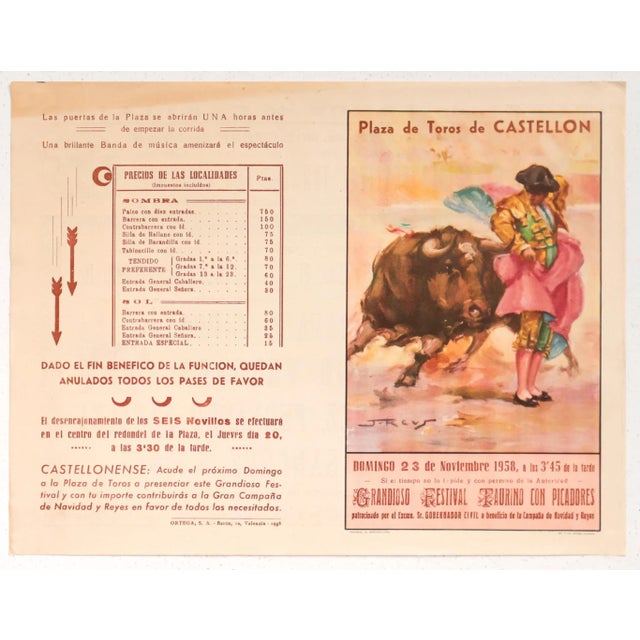 Art Deco 1930's Spanish Bullfighting Poster, Plaza De Toro, Valencia (Set of 4) For Sale - Image 3 of 11