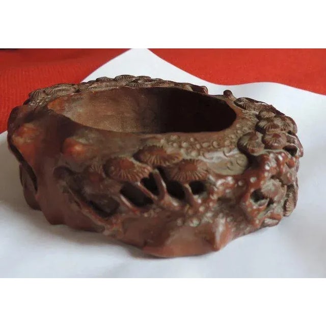 18th Century Chinese Carved Wood Scholar's Pine Branch Water Pot Brush Washer For Sale In New York - Image 6 of 11