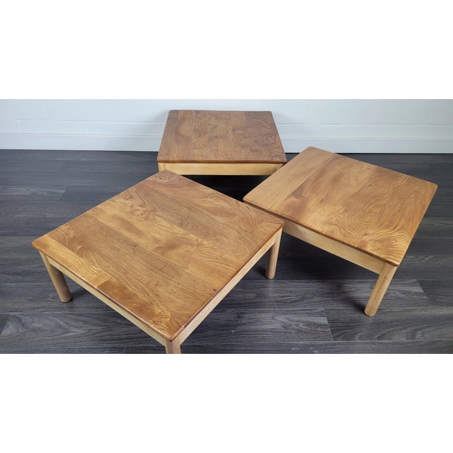 Wood Square Side Tables from Ercol, 1980s, Set of 3 For Sale - Image 7 of 13
