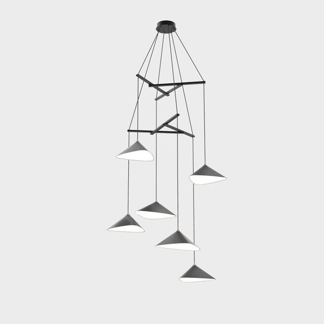 Daniel Becker 'Emily Vertikal 6' Chandelier in Matte White for Moss Objects For Sale - Image 9 of 12