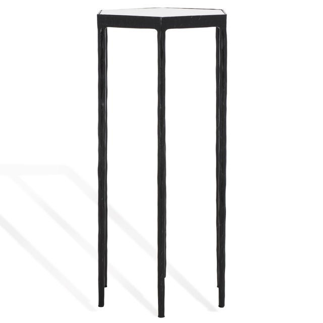 Metal Galvin Marble Top Drink Table in Black with White Marble Top For Sale - Image 7 of 8