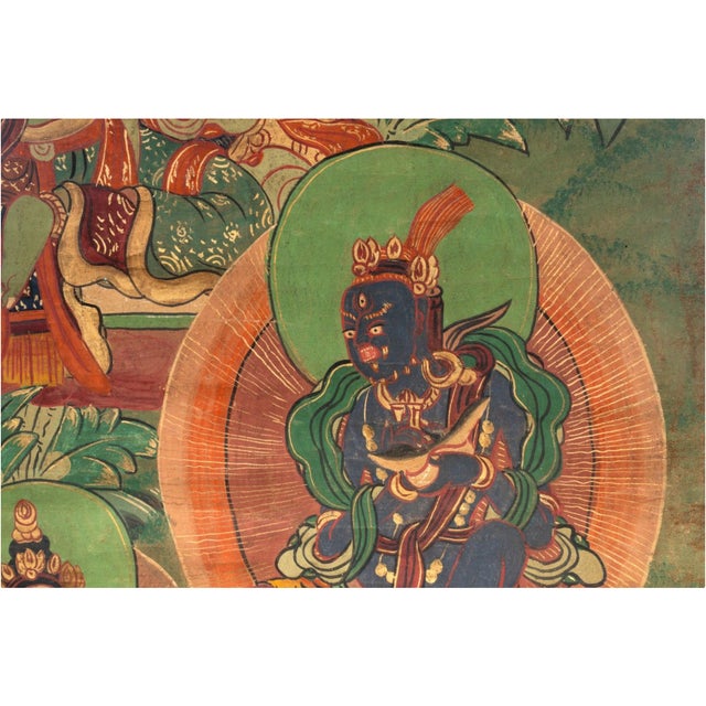 19th Century Tibetan Green Tara Thangka Painting on Cotton, Framed For Sale - Image 10 of 10