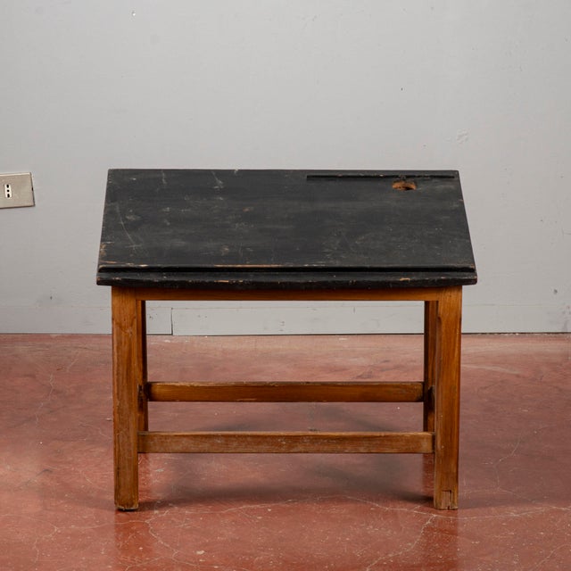 Solid Wood Slanted Student Desk with Pen Holder For Sale - Image 14 of 18